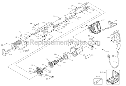 Page A Diagram and Parts List for  Porter Cable Reciprocating Saw
